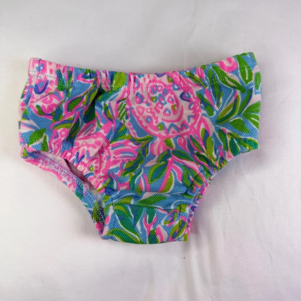 Lilly Pulitzer Swim Bottom Baby 3-6M Pink Blue Floral Print Diaper Cover
